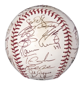 2002 National League Champion San Francisco Giants Team Signed 2002 World Series Baseball With 36 Signatures Including Baker (PSA/DNA)